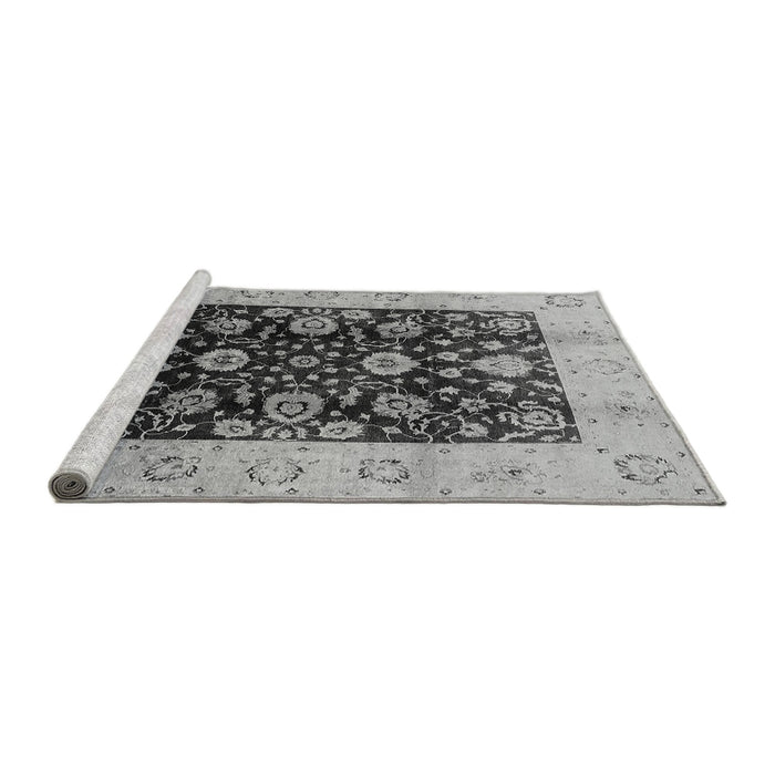 Sideview of Machine Washable Oriental Gray Industrial Rug, wshurb3049gry