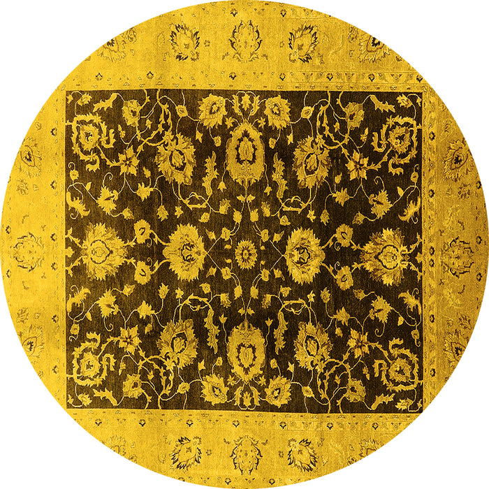 Round Oriental Yellow Industrial Rug, urb3049yw