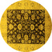 Round Oriental Yellow Industrial Rug, urb3049yw