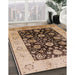 Mid-Century Modern Sangria Brown Oriental Rug in Family Room, urb3049