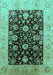 Machine Washable Oriental Turquoise Industrial Area Rugs, wshurb3049turq