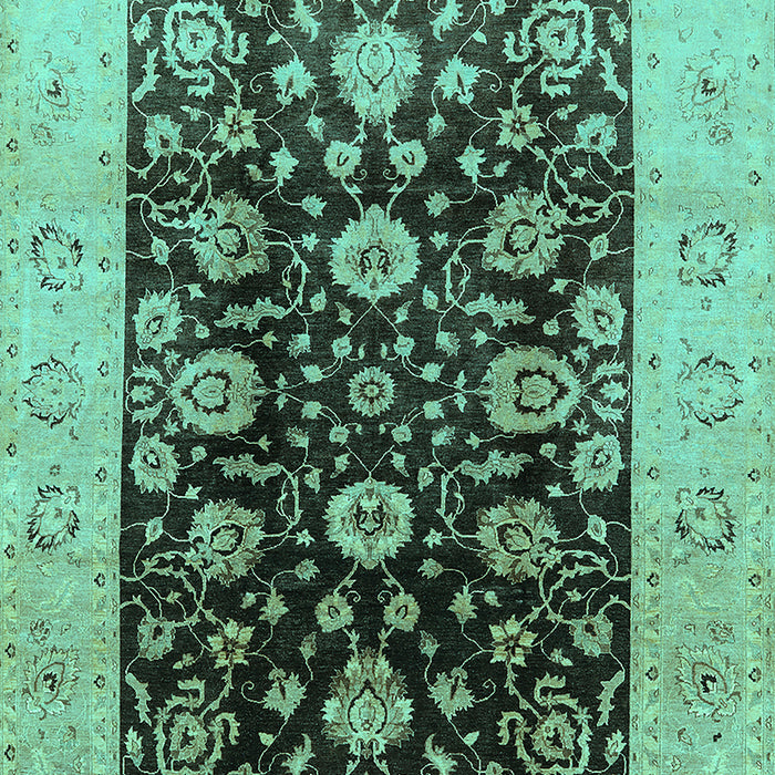 Machine Washable Oriental Turquoise Industrial Area Rugs, wshurb3049turq