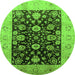 Round Oriental Green Industrial Rug, urb3049grn