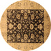 Round Oriental Brown Industrial Rug, urb3049brn