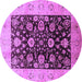 Round Machine Washable Oriental Purple Industrial Area Rugs, wshurb3049pur