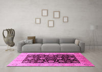 Machine Washable Oriental Pink Industrial Rug, wshurb3049pnk