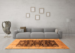 Machine Washable Oriental Orange Industrial Area Rugs in a Living Room, wshurb3049org