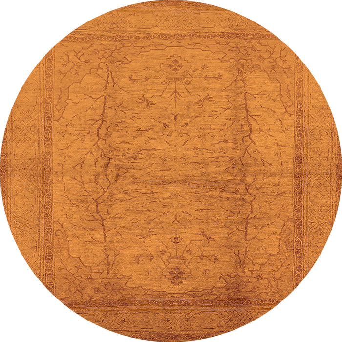 Round Machine Washable Oriental Orange Industrial Area Rugs, wshurb3050org