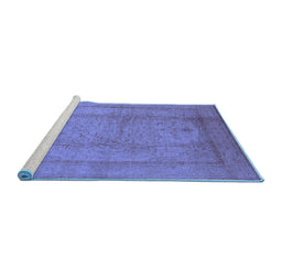Sideview of Machine Washable Oriental Blue Industrial Rug, wshurb3050blu