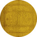 Round Oriental Yellow Industrial Rug, urb3050yw