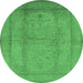 Round Oriental Emerald Green Industrial Rug, urb3050emgrn