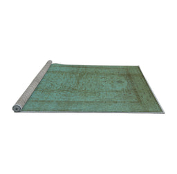 Sideview of Machine Washable Oriental Light Blue Industrial Rug, wshurb3050lblu