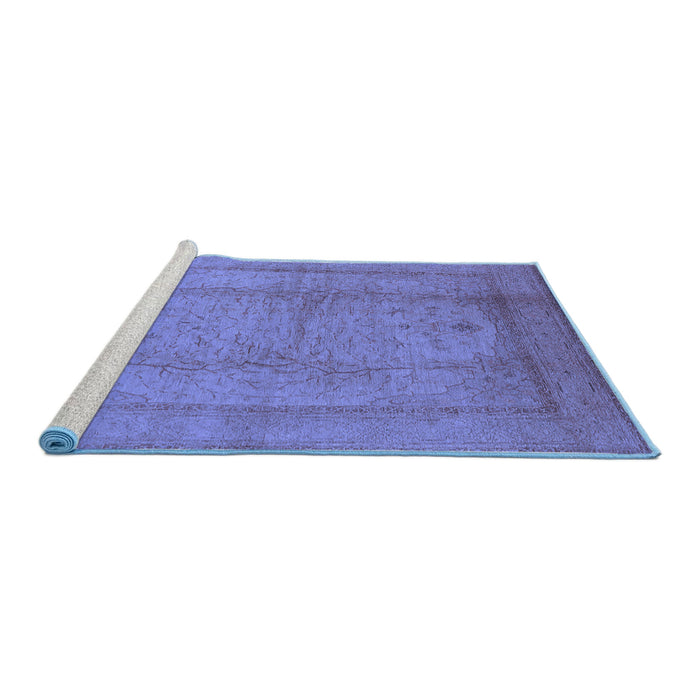 Sideview of Machine Washable Oriental Blue Industrial Rug, wshurb3051blu