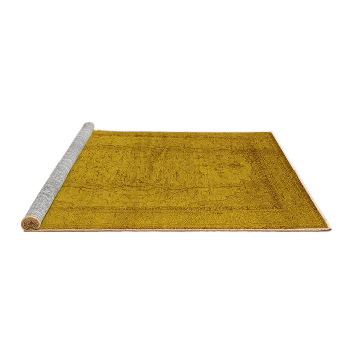 Sideview of Machine Washable Oriental Yellow Industrial Rug, wshurb3051yw