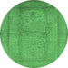 Round Oriental Emerald Green Industrial Rug, urb3051emgrn