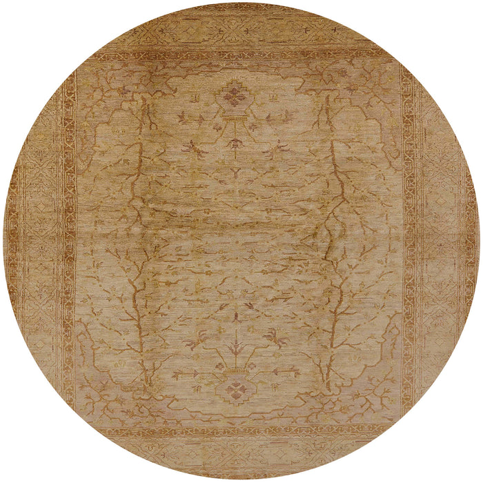 Round Mid-Century Modern Brown Oriental Rug, urb3051