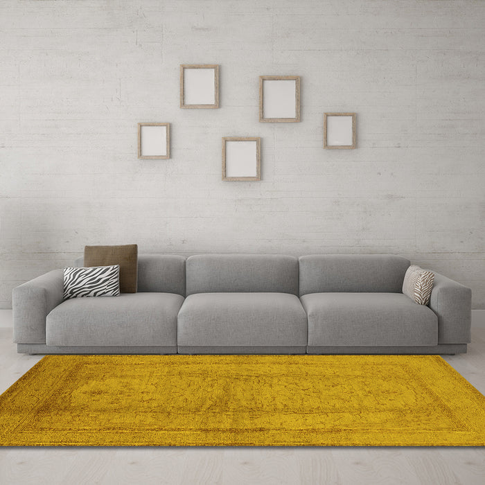 Machine Washable Oriental Yellow Industrial Rug in a Living Room, wshurb3051yw