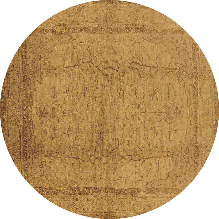 Round Oriental Brown Industrial Rug, urb3051brn