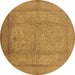 Round Oriental Brown Industrial Rug, urb3051brn