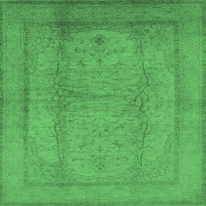 Square Machine Washable Oriental Emerald Green Industrial Area Rugs, wshurb3051emgrn