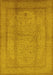 Machine Washable Oriental Yellow Industrial Rug, wshurb3051yw