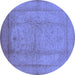 Round Oriental Blue Industrial Rug, urb3051blu