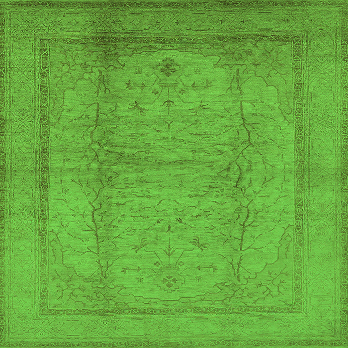 Square Machine Washable Oriental Green Industrial Area Rugs, wshurb3051grn