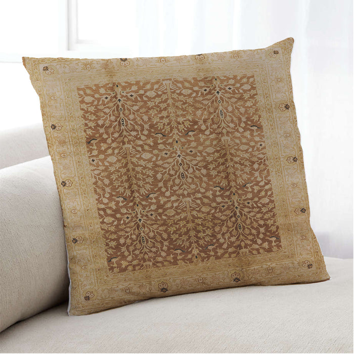 Lifestyle Image of Mid-Century Modern Urban Square Mahogany Brown Throw Pillow, 18 inch by 18 inch, pwurb3052
