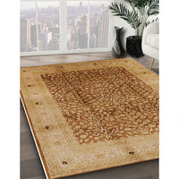 Mid-Century Modern Mahogany Brown Oriental Rug, urb3052