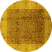 Round Oriental Yellow Industrial Rug, urb3052yw