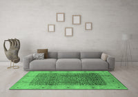 Machine Washable Oriental Emerald Green Industrial Rug, wshurb3052emgrn