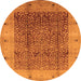 Round Machine Washable Oriental Orange Industrial Area Rugs, wshurb3052org