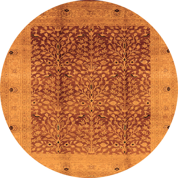Round Oriental Orange Industrial Rug, urb3052org