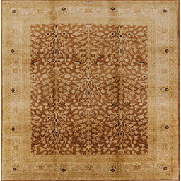 Square Mid-Century Modern Mahogany Brown Oriental Rug, urb3052