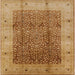 Square Mid-Century Modern Mahogany Brown Oriental Rug, urb3052