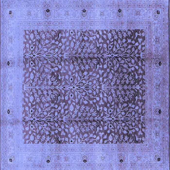 Square Machine Washable Oriental Blue Industrial Rug, wshurb3052blu