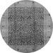 Round Machine Washable Oriental Gray Industrial Rug, wshurb3052gry