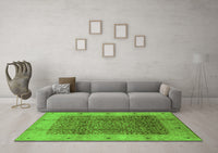 Machine Washable Oriental Green Industrial Rug, wshurb3052grn