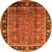 Round Machine Washable Oriental Orange Industrial Area Rugs, wshurb3053org