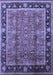 Machine Washable Oriental Blue Industrial Rug, wshurb3053blu