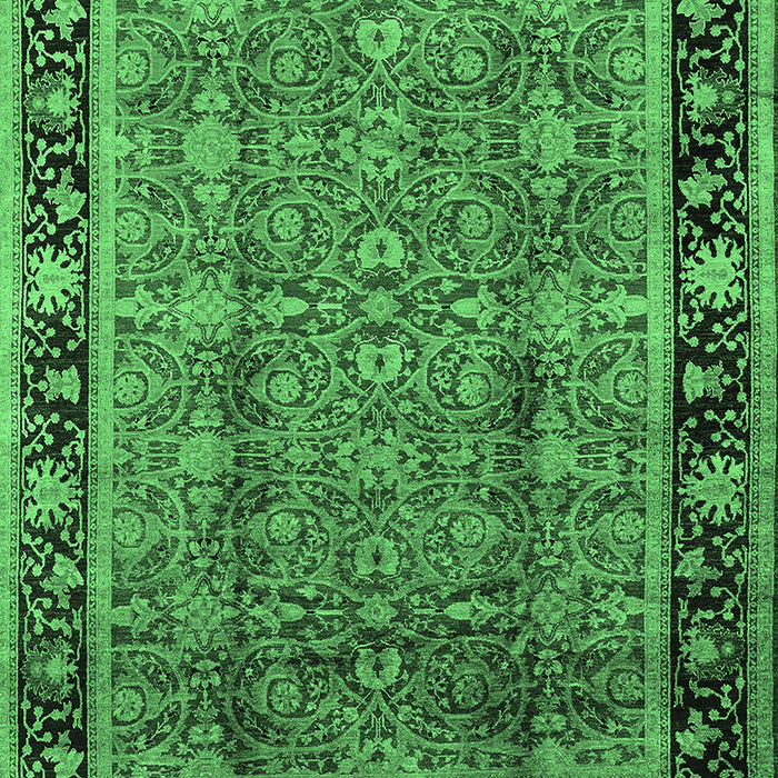 Machine Washable Oriental Emerald Green Industrial Area Rugs, wshurb3053emgrn