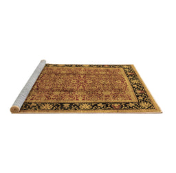Sideview of Machine Washable Oriental Brown Industrial Rug, wshurb3053brn