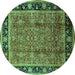 Round Oriental Turquoise Industrial Rug, urb3053turq