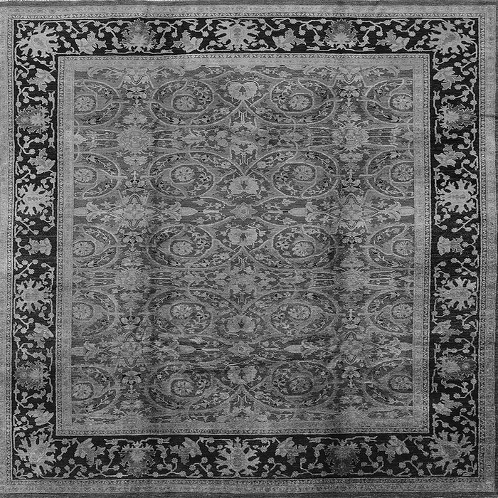 Square Machine Washable Oriental Gray Industrial Rug, wshurb3053gry