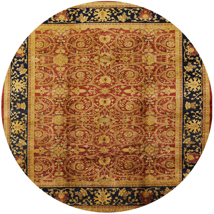 Round Machine Washable Industrial Modern Saffron Red Rug, wshurb3053