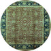 Round Oriental Light Blue Industrial Rug, urb3053lblu