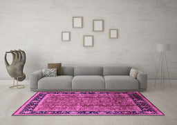 Machine Washable Oriental Purple Industrial Area Rugs in a Living Room, wshurb3053pur
