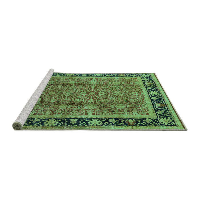 Sideview of Machine Washable Oriental Turquoise Industrial Area Rugs, wshurb3053turq