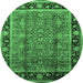 Round Oriental Emerald Green Industrial Rug, urb3053emgrn