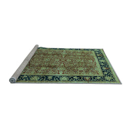 Sideview of Machine Washable Oriental Light Blue Industrial Rug, wshurb3053lblu